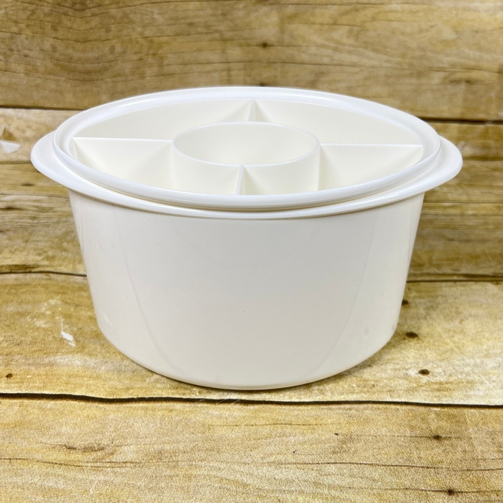 Tupperware Utensil Holder Divided Silverware Caddy White  Cleaning Storage 2pc
